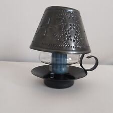 Vintage Punch Tin Candle Lamp With Pineapple Shade Primitive Colonial Ring Hold