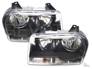 Carcasa negra faros lámparas tipo halógeno para Chrysler 300 2005-2010 - Imagen 1 de 7