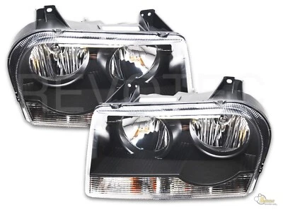 Carcasa negra faros lámparas tipo halógeno para Chrysler 300 2005-2010 Foto 1 de 4