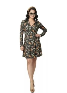 NWT Unique Vintage Green Giraffe & Strawberry Wrap Dress 4x 22-24 - Picture 1 of 8
