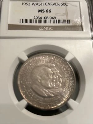 1952 P Washington Carver Silver Half Dollar NGC MS66 🌈Rainbow  Toned High Grade - Image 1 of 4