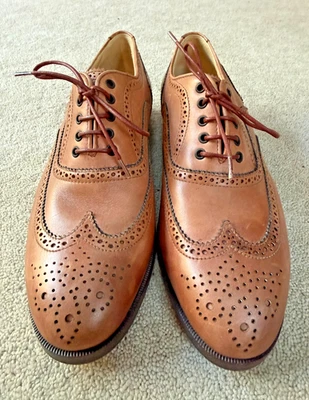 Sapato Oxford Paul Stuart Couro Marrom Ponta das Asas Tamanho 9 Fabricado na Itália Início dos Anos 2000 - Imagem 1 de 4