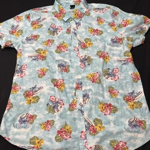 Disney Surfing LILO & Stitch Beach AOP hawaiano manica corta cotone bottoni XXL - Foto 1 di 14