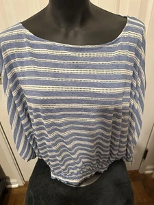 NWT Free People Top Womens Small Blue White Stripe Oversized Retail $68. - Picture 1 of 5