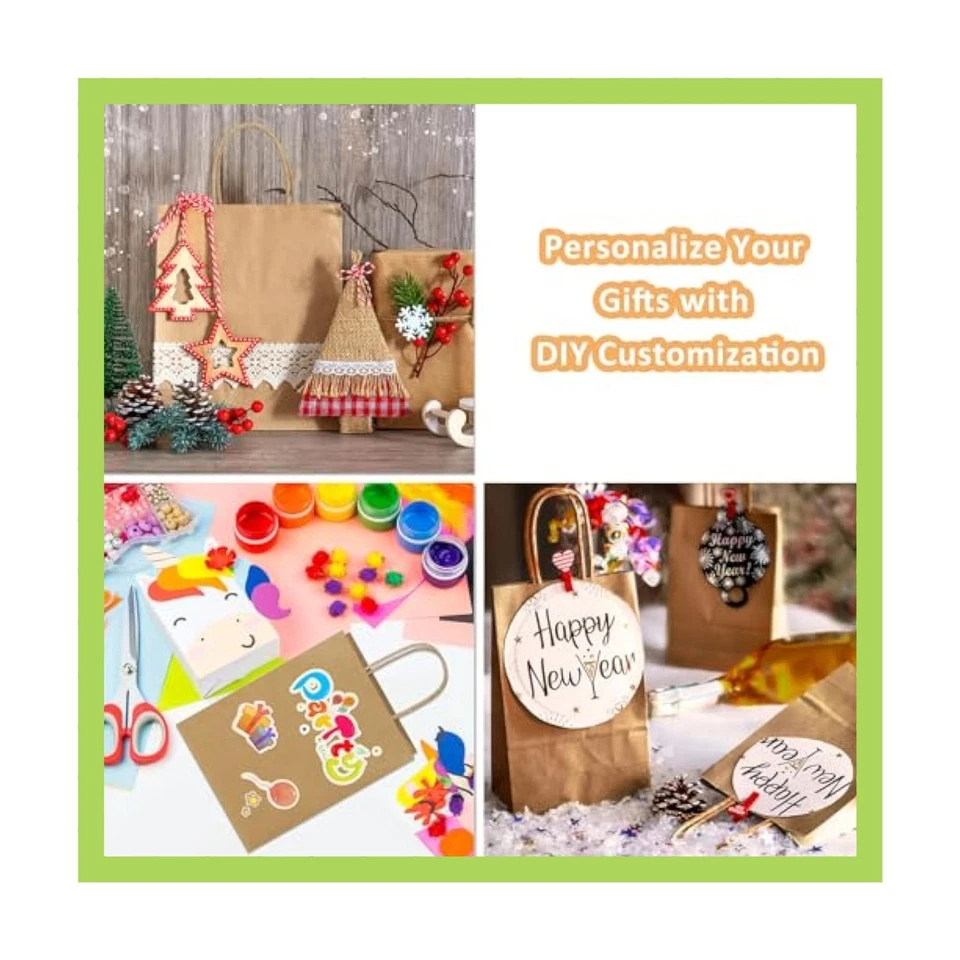 Bolsas de regalo pequeñas 25 piezas 5,25x3x8 bolsas de papel marrón kraft con asas, fo Foto 1 de 1