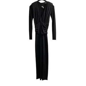 Zara Kleid Damen S Schwarz Bodycon Rüschen Stretch Maxi Rückenschlitz Party Cocktail - Bild 1 von 12