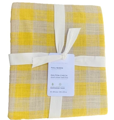 Funda nórdica Pottery Barn Dalton Check completa/reina amarilla guinga - RARA Foto 1 de 4