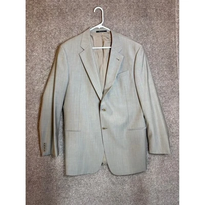 Armani Collezioni Men's Light Tan Herringbone Blazer Made in Italy - Image 1 of 4