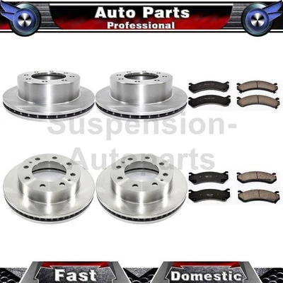 6 pastilhas de freio rotores dianteiros traseiros compatíveis com 2001 GMC Sierra 2500 HD GMC Sierra 2500 HD - Imagem 1 de 4