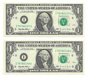 1995 $1 MINNEAPOLIS FRNs. 2 Crisp & Uncirculated Banknotes. - Picture 1 of 2