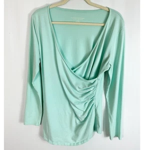 Soft Surroungings Damen Faux Wickel Top Aqua Hellblau Shirt Langarm Large - Bild 1 von 4