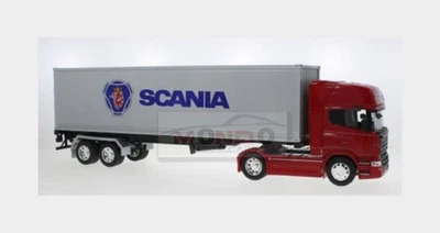 1:32 WELLY Scania R730 V8 Truck Cassonato 2015 Red Silver WE32671R Model - Image 1 of 2