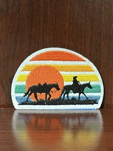 Cowboy On The Trail Colorful Patch Embroidered Iron On 3" x2" - Picture 1 of 2