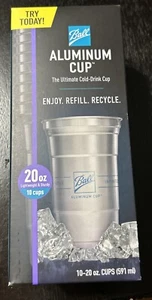 Ball Aluminum Cups Recyclable Party 20 oz 10 Pack Reusable Keeps Drinks Cold! - Picture 1 of 5