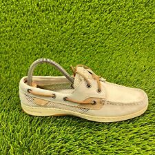 Sperry Top Sider Womens Size 9.5M Beige Casual Classic Leather Flats Shoes CH196