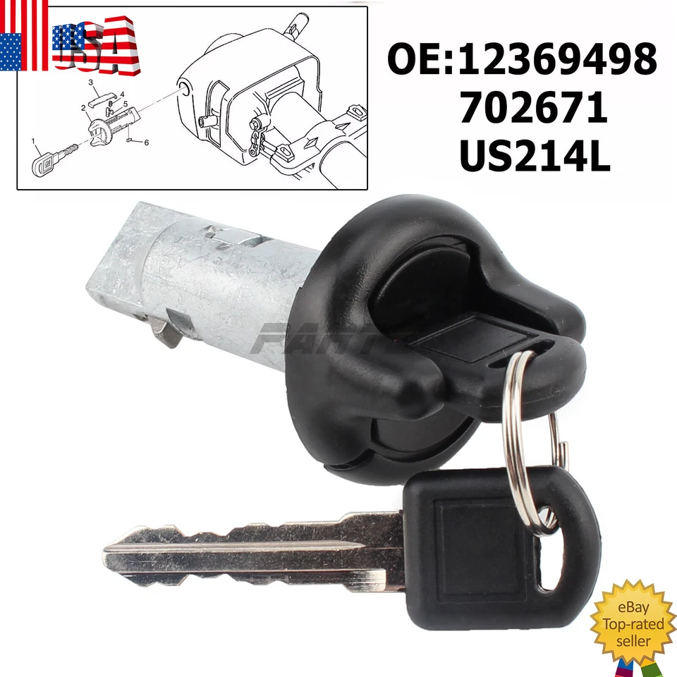 Chave de ignição interruptor cilindro de trava para Chevy GMC K1500 K2500 K3500 1995 1996 1997 - Imagem 1 de 4