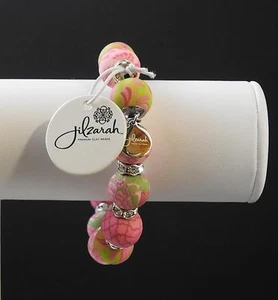 Pulsera Jilzara Paisley Rosa Mediana Cristal Cuentas de Arcilla Polimérica Hecha a Mano P6 - Imagen 1 de 12