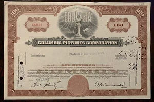 1963 COLUMBIA PICTURES CORP 100 shares stock Certificate by Francis I Du Pont Co - Picture 1 of 3