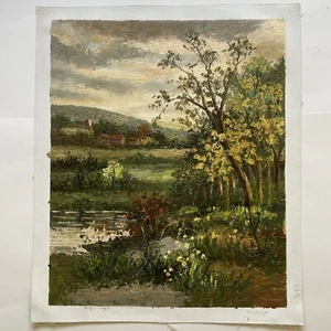 Blick vom Flussufer Ölgemälde 24” x 20” - Bild 1 von 4