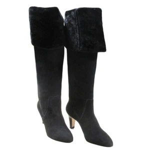 Brian Atwood Sierra Over the Knee Boots with Fur Cuff Black Women's Sz 35 (US 5) - Picture 1 of 12