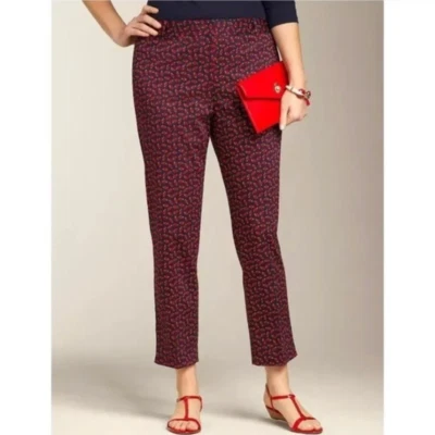 Talbots Women's Heritage Fit Cotton Stretch Navy Ladybug Print Crop Pants Sz 14 - Image 1 of 4