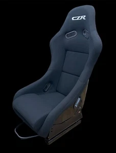 CZR RACING BLACK CLOTH FIBER GLASS BUCKET STREET SEATS +SIDE MOUNT +SLIDER - Picture 1 of 4