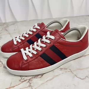 Ace Web GG Monogram Low Top Sneaker Rot Leder 7,5 G oder 8 US oder 41,5 EUR - Bild 1 von 24