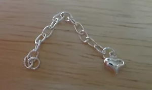 Cadena de pulsera de extensión corazón hinchado de plata esterlina de 5 cm 2 - Imagen 1 de 4