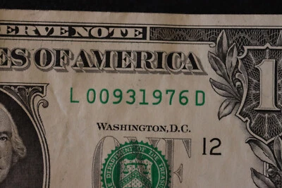 [SEPT 3, 1976] $1 ONE DOLLAR   BIRTHDAY/ANNIVERSARY NOTE.  SN # L 00931976 D - Image 1 of 3