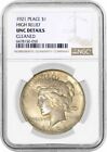 1921 High Relief $1 Silver Peace Dollar Ngc Unc Details Cleaned Key Date Coin 50