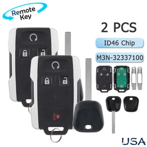 2 For Chevy Silverado 2014-2019 B119 Transponder key + Remote Fob M3N-32337100 - Picture 1 of 9