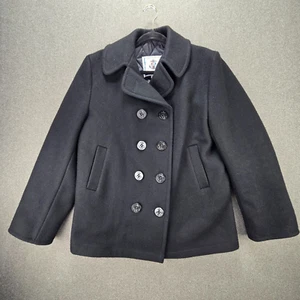 Sterlingwear Anchor Collection 14L Black Quilted Lined Double-Breasted Peacoat - Picture 1 of 10