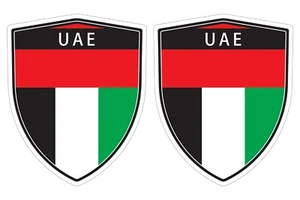 UAE United Arab Emirates Flag window car shield vinyl decal bumper sticker x2 - Imagen 1 de 4