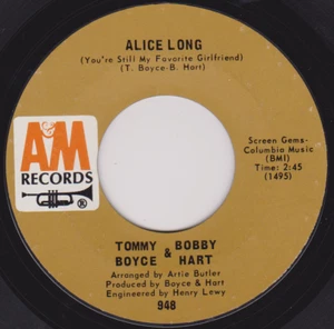 Tommy Boyce & Bobby Hart – Alice Long (A&M 1969) 7" vinyl US single VG/- - Picture 1 of 4