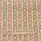 Tan Purple Floral Stripe Cotton Fabric Bella Rosa RJR 1.7 YD