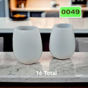  Juego de 16 copas de vino de silicona sin tallo.  Irrompible e irrompible de 12 OZ  - Imagen 1 de 5