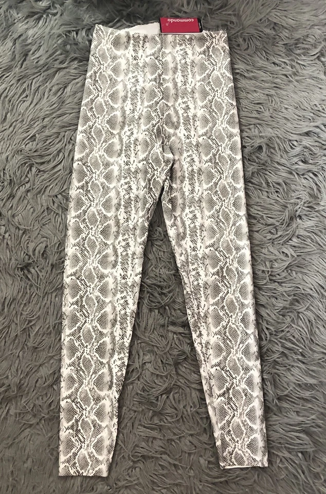 Commando Faux Leather Leggings White Snake Animal Small