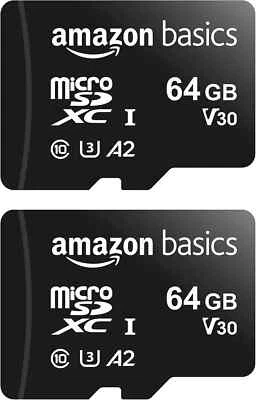 Amazon Basics MicroSDXC (2-Pack) UHS-I Class 10 - 64GB Memory Card w/ Adapter - Image 1 of 2