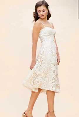 Nuevo con etiquetas Vestido The Population Layla Blanco/Desnudo Lentejuelas y Bordado Talla XS Foto 1 de 4