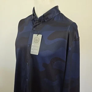 Pins & Aces Golf Blue And Black Camo Ace Of Spades Long Sleeve Shirt Men's XXL - Picture 1 of 17