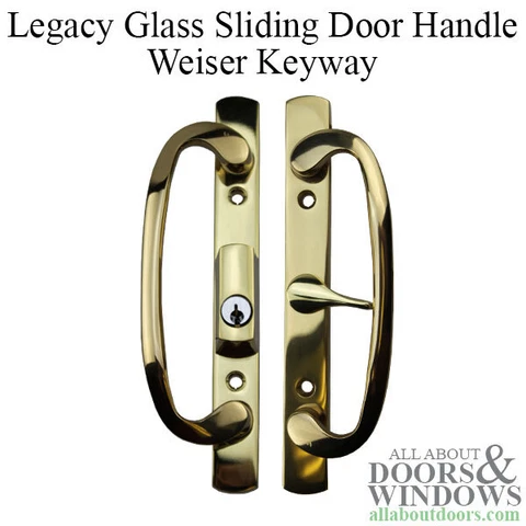 Legacy Glass Sliding Door Handle, Keyed with Centered Thumbturn, Weiser Keyway Cover