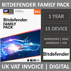 Bitdefender Family Pack 2024 | 15 Device | 1 Year | Windows/Mac/Android/iOS