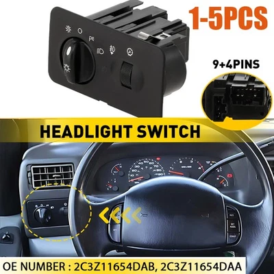 Interruptor de faros para Ford F-250 F-350 F-450 F-550 Super Duty 2002-2004 1-5X Foto 1 de 4