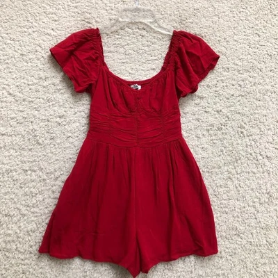 Vestido Hollister Extra Pequeño Adulto Rojo Mini Calado Línea A Manga Corta Mujer XS Foto 1 de 4