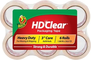 Duck HD durchsichtiges Packband - 6 Rollen, 328 Yards 6 54,6 Yards, - Bild 1 von 8