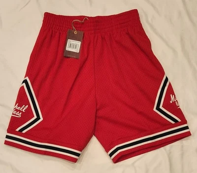 Pantalones Cortos Mitchell & Ness Diamond Script Rojo Negro Malla Para Hombre Medianos Foto 1 de 4