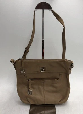 Bolso Bandolera Stone Mountain Taupe Cuero Genuino Herrajes Plateados Foto 1 de 4