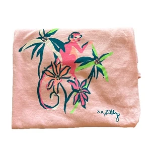 Lilly Pulitzer Pink Monkey Bike Long Sleeve Shirt Girls 12/14 - Picture 1 of 1