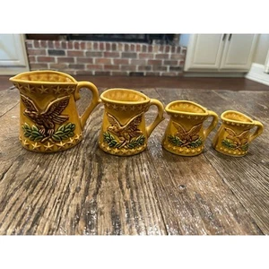 Vintage Chadwick Japan American Eagle Golden Measuring Cups Set - Picture 1 of 5