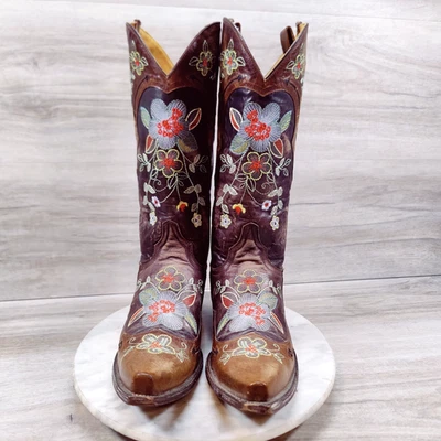 Botas vaqueras Old Gringo Bonnie Flower para mujer 8,5 B marrón punta corta Foto 1 de 4